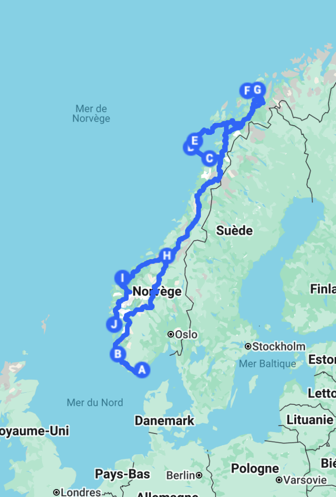 Itinéraire Norvège en van