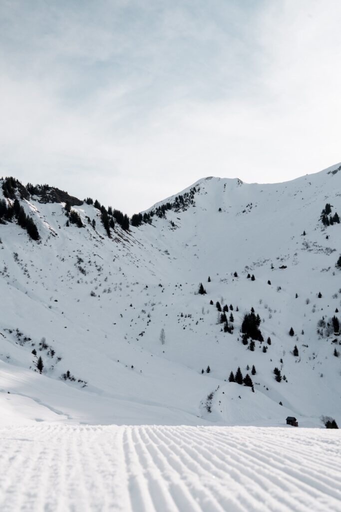 Secteur de Chamossière à Morzine avec vue sur les sommets alpins